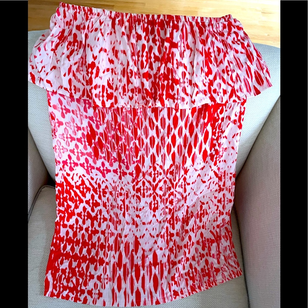 NWT Aqua orange and white strapless dress, small